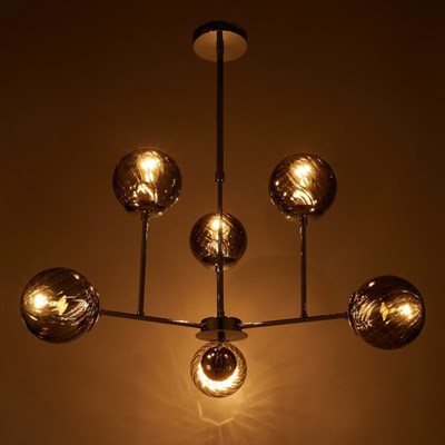 Люстра 65801/6 6х60W E27 хром/дымчатый 75х75х56 см - фото 1000097