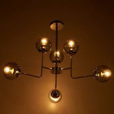 Люстра 06801/6 6х60W E27 хром/дымчатый 78х78х59 см - фото 1000114