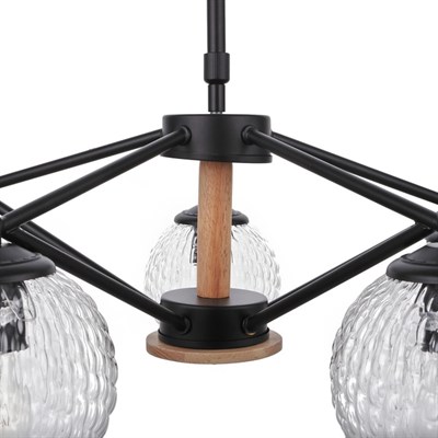 Люстра 09801/5 5х60W E27 черный/светлое дерево 57х57х55 см - фото 1000132