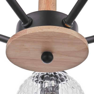 Люстра 09801/5 5х60W E27 черный/светлое дерево 57х57х55 см - фото 1000135