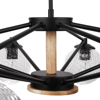 Люстра 09801/8 8х60W E27 черный/светлое дерево 80х80х5 см - фото 1000142