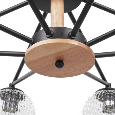 Люстра 09801/8 8х60W E27 черный/светлое дерево 80х80х5 см - фото 1000145