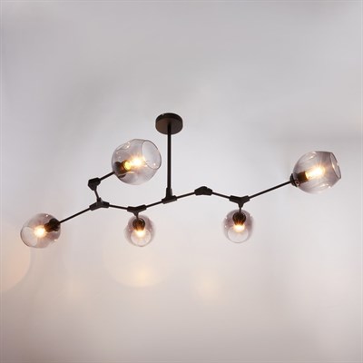 Люстра 93001/5 5х60W E27 черный/дымчатый 90х50х75 см - фото 1000179