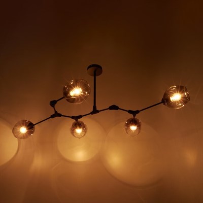 Люстра 93001/5 5х60W E27 черный/дымчатый 90х50х75 см - фото 1000180