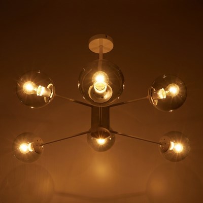 Люстра 66001/6 6х60W E27 белый/дымчатый 97х97х52 см - фото 1000191