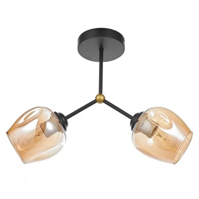 Люстра 49001/2 2х60W E27 золото/янтарный 45х13х32 см - фото 1000196