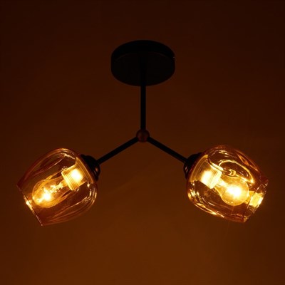 Люстра 49001/2 2х60W E27 золото/янтарный 45х13х32 см - фото 1000197