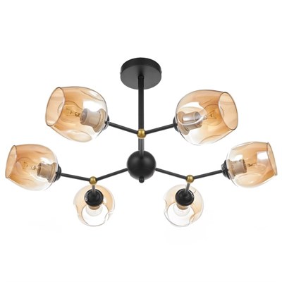 Люстра 49001/6 6х60W E27 золото/янтарный 71х71х45 см - фото 1000212