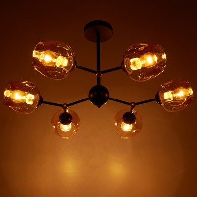 Люстра 49001/6 6х60W E27 золото/янтарный 71х71х45 см - фото 1000213