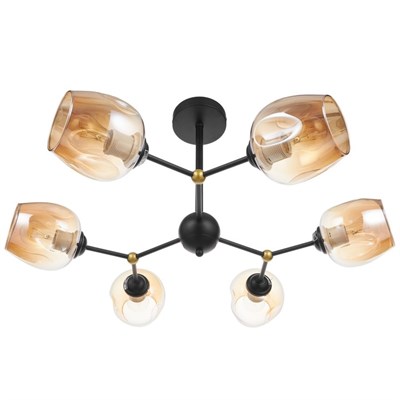 Люстра 49001/6 6х60W E27 золото/янтарный 71х71х45 см - фото 1000216