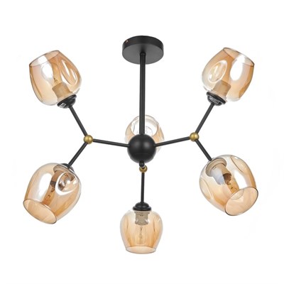 Люстра 49001/6 6х60W E27 золото/янтарный 71х71х45 см - фото 1000217