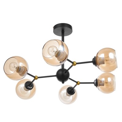 Люстра 74101/6 6х60W E27 черный/хром/янтарный 71х71х45 см - фото 1000220