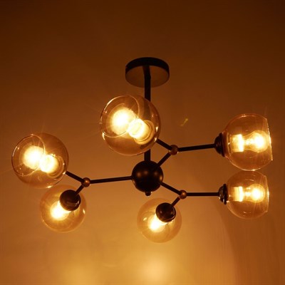 Люстра 74101/6 6х60W E27 черный/хром/янтарный 71х71х45 см - фото 1000221