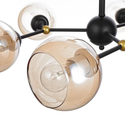 Люстра 74101/6 6х60W E27 черный/хром/янтарный 71х71х45 см - фото 1000223