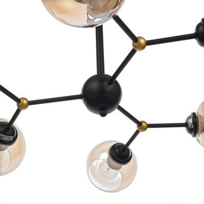 Люстра 74101/6 6х60W E27 черный/хром/янтарный 71х71х45 см - фото 1000225