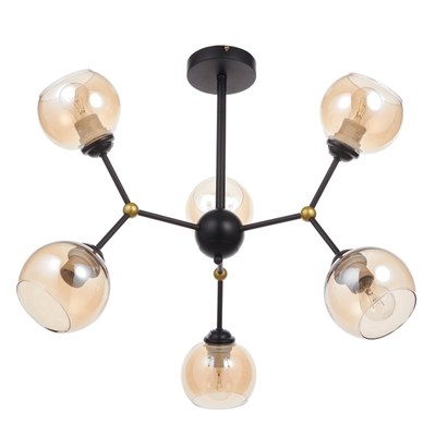 Люстра 74101/6 6х60W E27 черный/хром/янтарный 71х71х45 см - фото 1000226