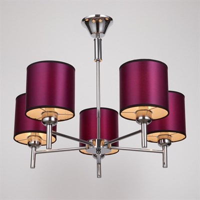 Люстра 38014/5 5х60W E14 LED хром/пурпурный 61х61 см - фото 1000229