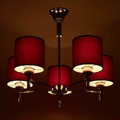 Люстра 38014/5 5х60W E14 LED хром/пурпурный 61х61 см - фото 1000230