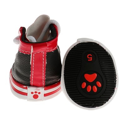 Кеды для собак (4 шт), размер 5, красно-черные - фото 1061868