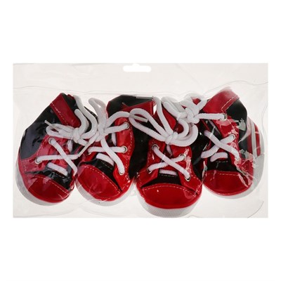 Кеды для собак (4 шт), размер 5, красно-черные - фото 1061870