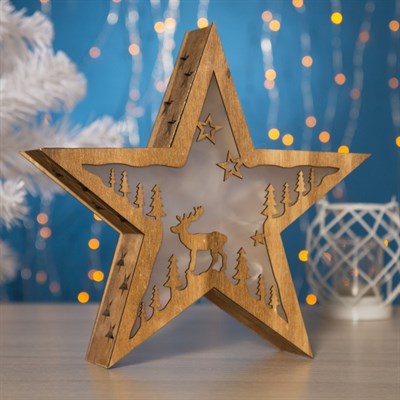 Фигура дерев "Звезда" 28х7,8х28 см (2xAA не в компл.) 10 LED, ТЕПЛО-БЕЛЫЙ - фото 1156716