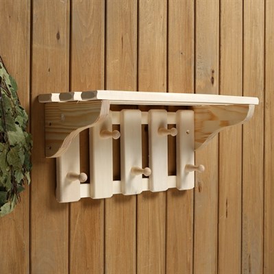 Полка деревянная, с вешалкой 5 креплений - фото 1189711