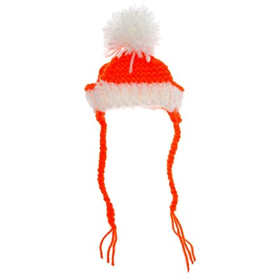 Вязанная шапочка с пампоном, XS-S, обхват головы 22 см, высота шапки 7,5 см, МИКС - фото 1312248