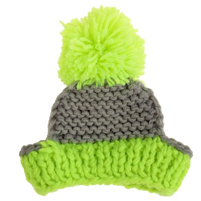 Вязанная шапочка с пампоном, XS-S, обхват головы 22 см, высота шапки 7,5 см, МИКС - фото 1312249