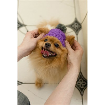 Вязаная шапочка с помпоном, M-L, объем головы 28 см, высота шапки 9 см МИКС - фото 1312259