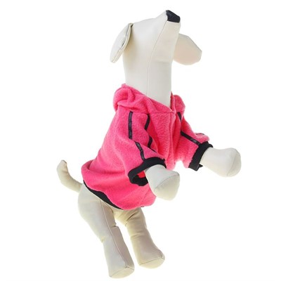 Кофточка из флиса с капюшоном и полосками на рукавах, М (дс-24 см, ош-28 см, ог-36 см), микс - фото 1312800