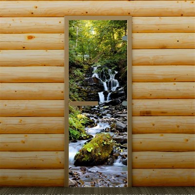 Дверь для бани и сауны "Водопад", 190 х 70 см, с фотопечатью 8 мм Добропаровъ - фото 1368180