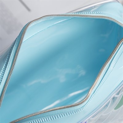 Косметичка ПВХ, отдел на молнии, с ручкой, цвет голубой - фото 1433248