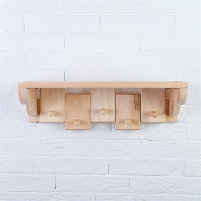 Полка комбинированная 5 крючков, 42х12х24см, липа "Добропаровъ" - фото 1436601