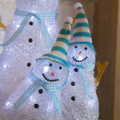 Фигура акрил. "Семья озорных снеговиков" 28х26х20 см, 30 LED, 220V БЕЛЫЙ - фото 1482972