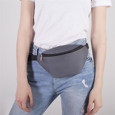 Сумка поясная, отдел на молнии, регулируемый ремень, цвет серый - фото 1611660