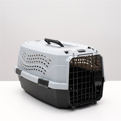 Переноска пластиковая с откидной крышей, 46 х 30 х 26, черно-серый - фото 1629547