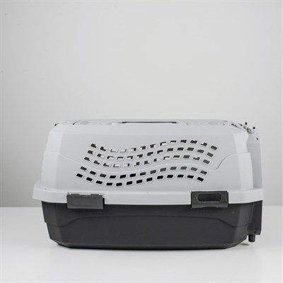 Переноска пластиковая с откидной крышей, 46 х 30 х 26, черно-серый - фото 1629549