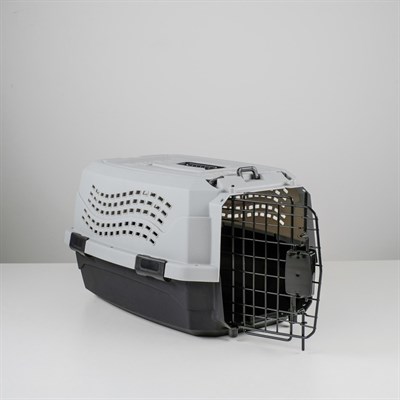 Переноска пластиковая с откидной крышей, 46 х 30 х 26, черно-серый - фото 1629552