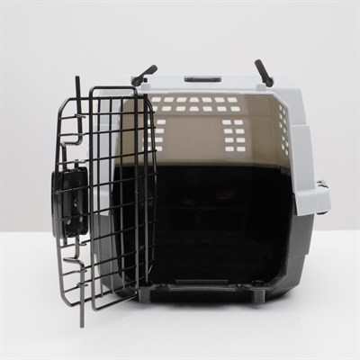 Переноска пластиковая с откидной крышей, 46 х 30 х 26, черно-серый - фото 1629553