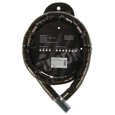 Замок навесной велосипедный TUNDRA, 18 х 1200 мм, специальный ключ с пластиковой ручкой - фото 1639418