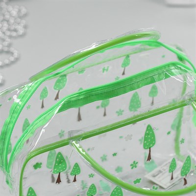 Косметичка ПВХ, отдел на молнии, 2 ручки, цвет салатовый - фото 1664894