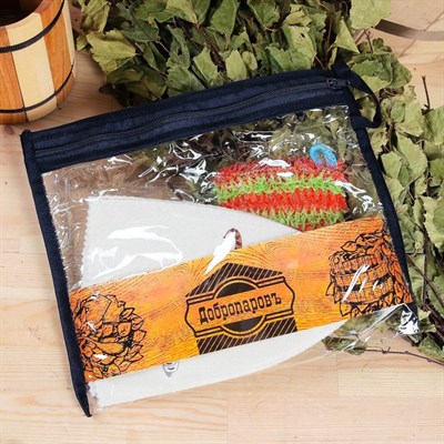 Набор для бани детский "Тигр" в косметичке: шапка с принтом, мочалка - фото 1667553