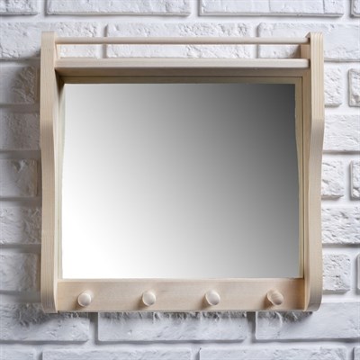 Полка с зеркалом и 3 крючками, большая - фото 1668245