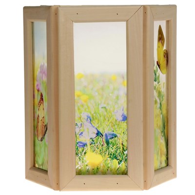 Абажур деревянный "Бабочки" со вставками из стекла с УФ печатью, 33х29х12см - фото 1668861