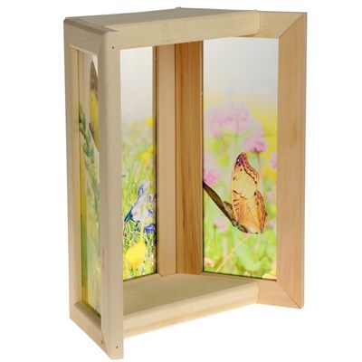 Абажур деревянный "Бабочки" со вставками из стекла с УФ печатью, 33х29х12см - фото 1668862