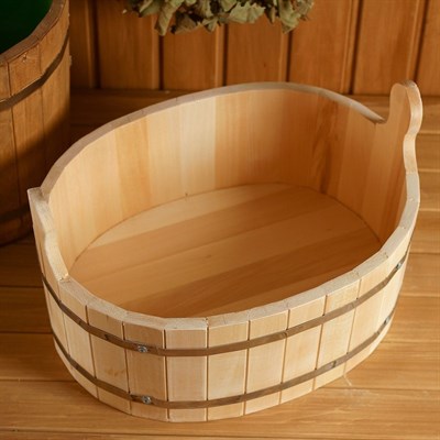 Шайка из липы овальная, 15л, нержавеющий обруч, ПРОМО - фото 1669639