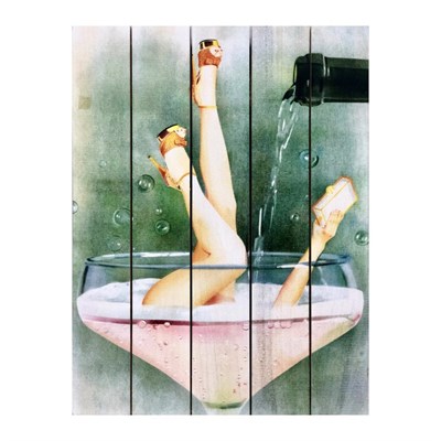 Картина для бани, тематика застолье "Девушка в бокале", МАССИВ, 40×30 см - фото 1675960