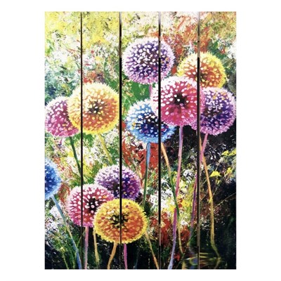 Картина для бани, тематика цветы "Разноцветные одуванчики", МАССИВ, 40×30 см - фото 1675964