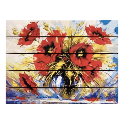 Картина для бани, тематика цветы "Мак в вазе", МАССИВ, 40×30 см - фото 1675965