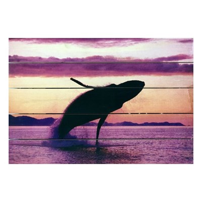 Картина для бани, тематика животные "Кит на закате", МАССИВ, 40×30 см - фото 1675974